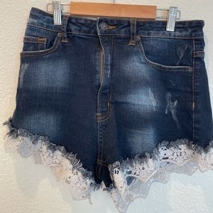 Lace denim shirt